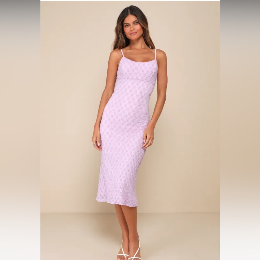 Lulu's Lilac Lace Slip Midi Dress